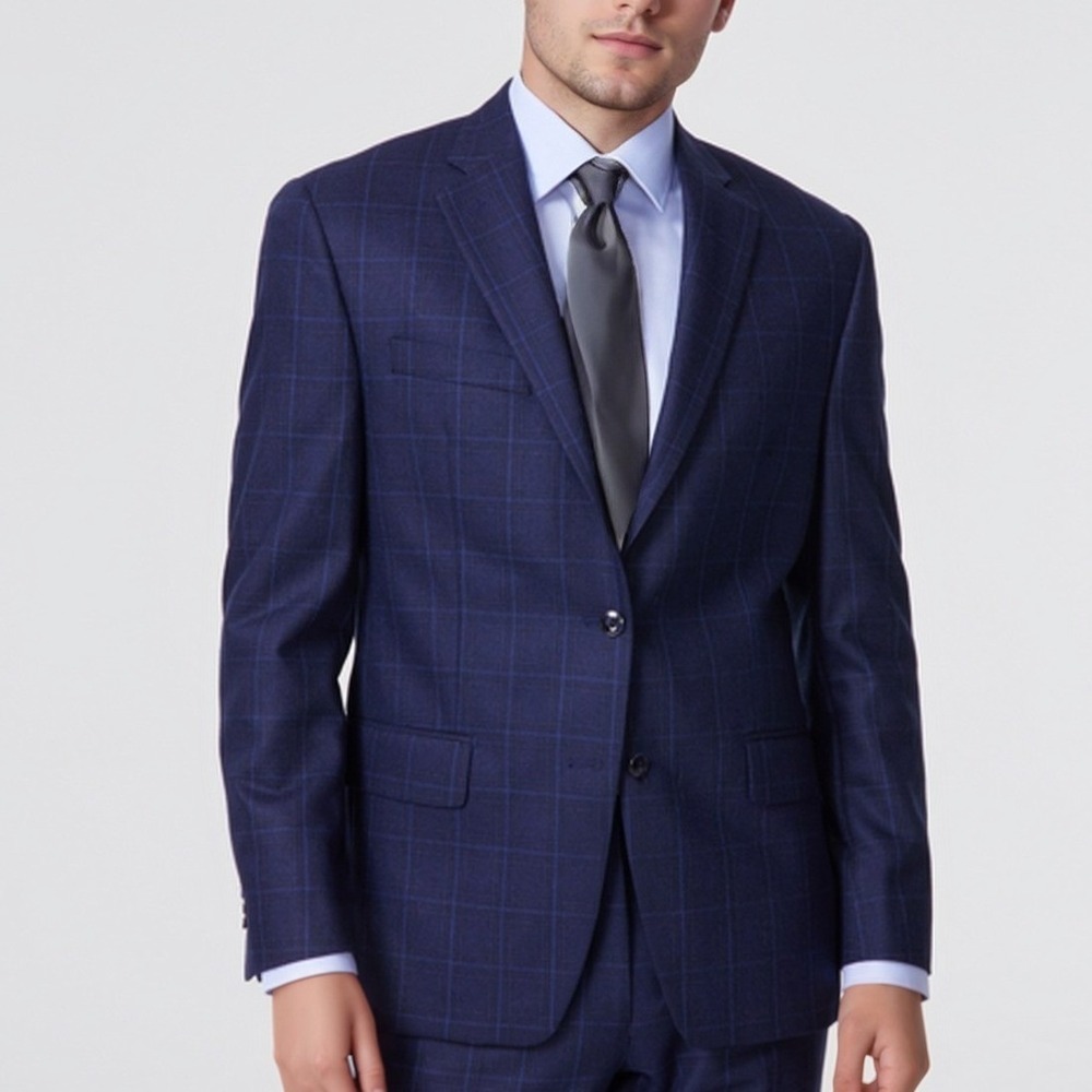 Michael Kors Men Sport Coat Midnight 44 Wool-Blend Stretch Business Casual *FLAW